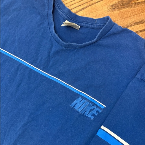 Vintage Y2K Nike Striped Stitched Spell Out T-Shirt Size XL‎ - Picture 1 of 6